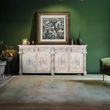 Halambres Distressed Carved Mango Wood 4 Door Extra Large Sideboard - 225cm